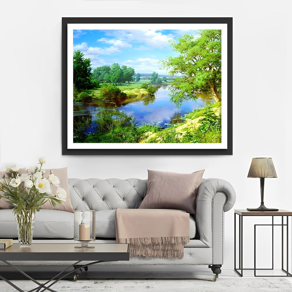 Lake and Green Plants Diamond Painting