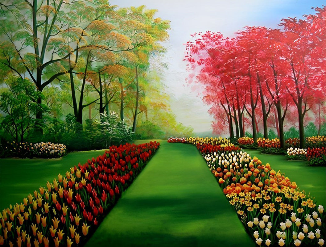 Colorful Trees and Flowers Diamond Painting