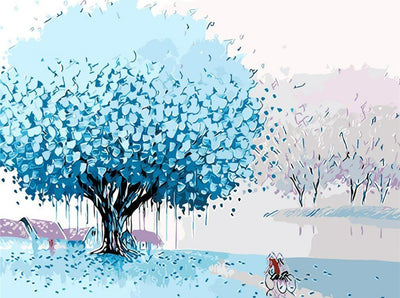 Blue Tree and A Couple 5D DIY Diamond Painting Kits