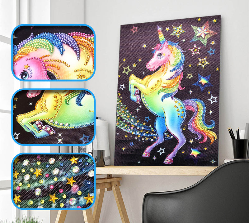 Multicolored Unicorn and Stars Shaped Drills Unicorn Diamond Painting