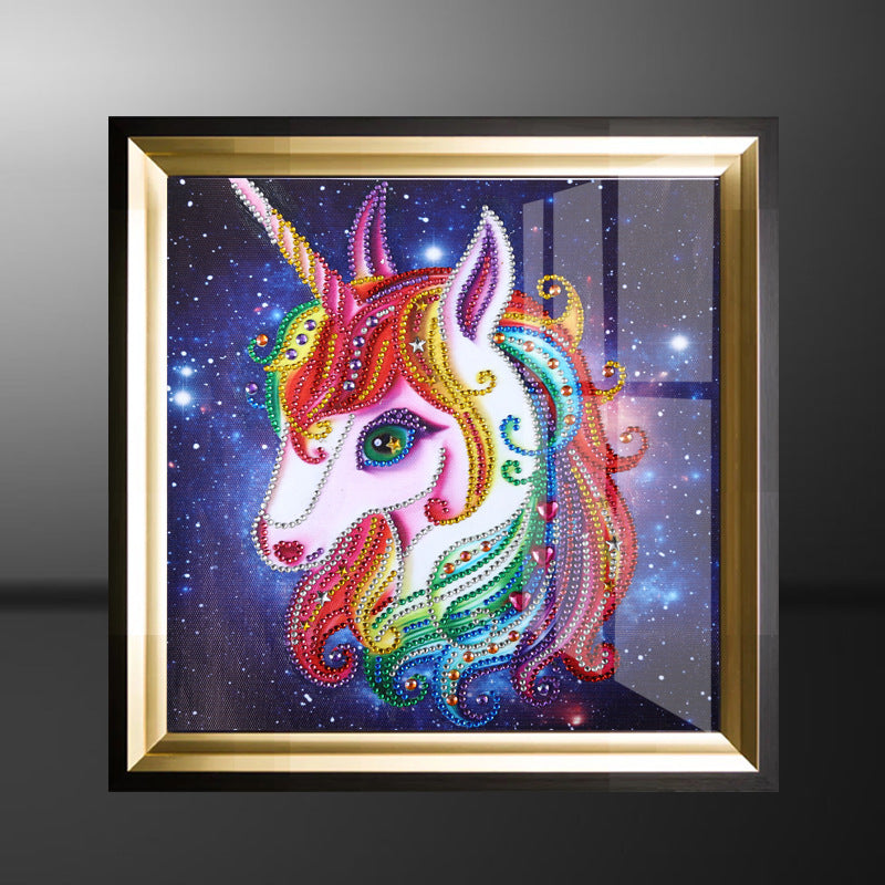 Unicorn with Multicolored Mane Special Shaped Drills Unicorn Diamond Painting