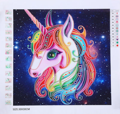 Unicorn with Multicolored Mane Special Shaped Drills Unicorn 5D DIY Diamond Painting Kits