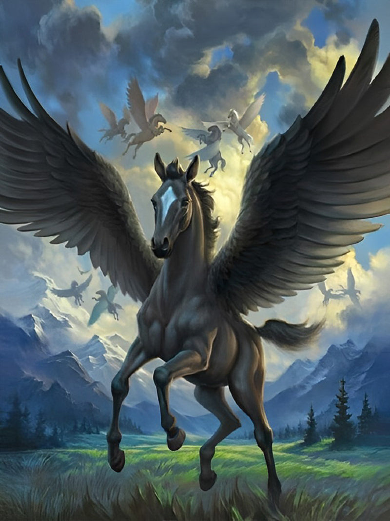 Black Unicorn avec Wings Diamond Painting