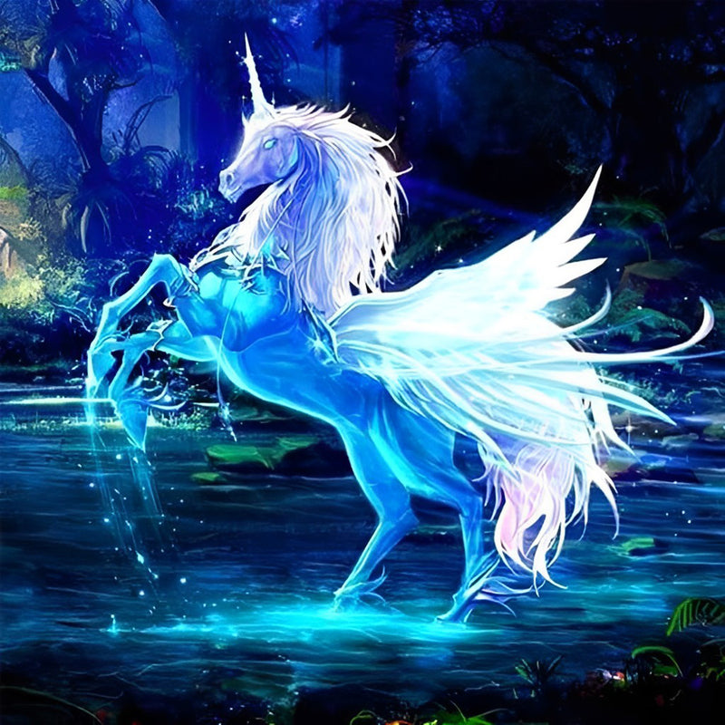 Unicorn Playing with Water Diamond Painting