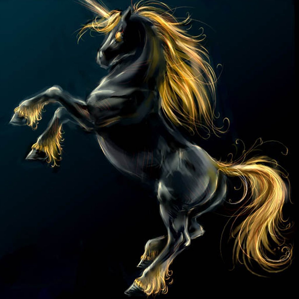 Black Unicorn with Golden Headband Diamond Painting