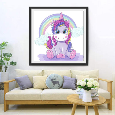 Purple Unicorn and Rainbow Cartoon 5D DIY Diamond Painting Kits