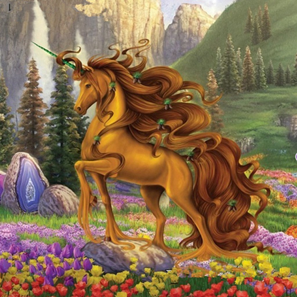 Brown Unicorn with Long Mane Diamond Painting