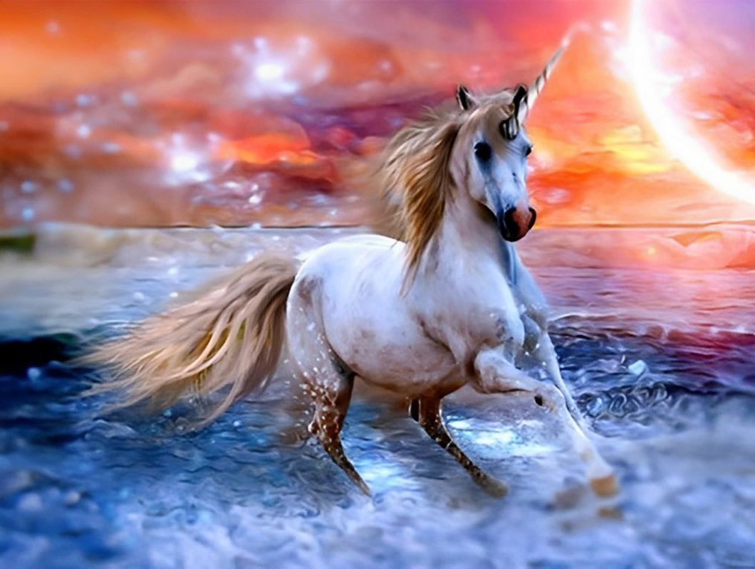 Unicorn Running in the Sea Diamond Painting