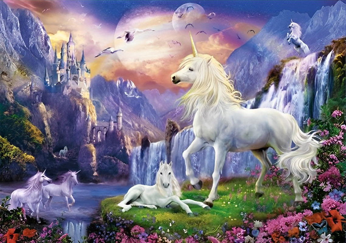 Family of Unicorns and Castle Diamond Painting
