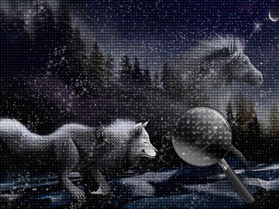 White Unicorn and Wolf 5D DIY Diamond Painting Kits