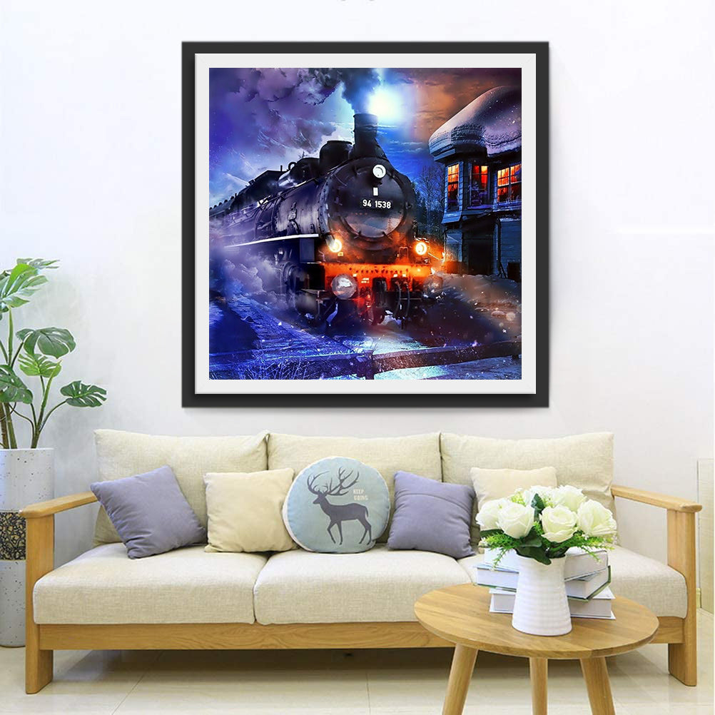 Winter Train Diamond Painting