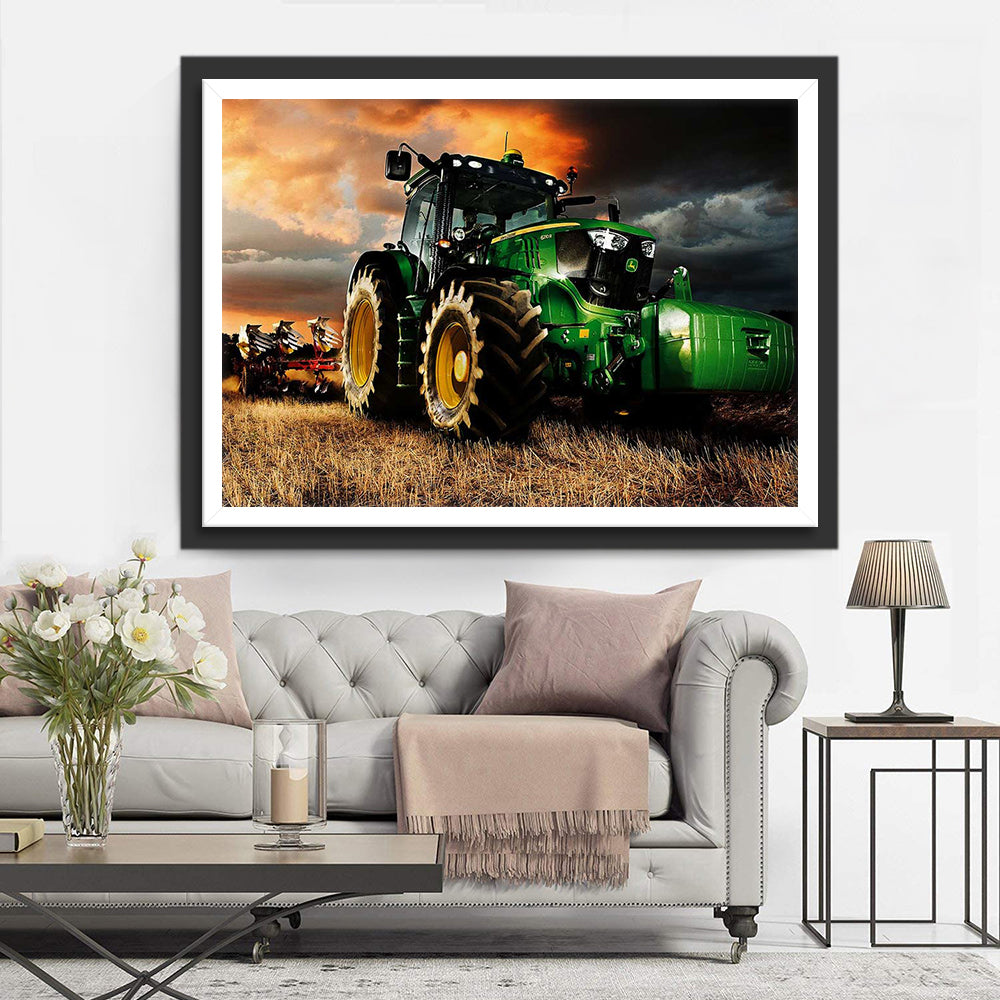 Green Tractor Diamond Painting