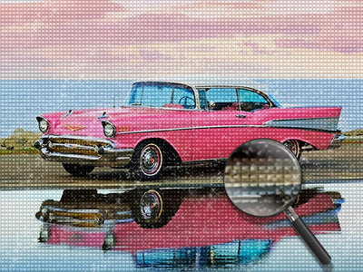 A Pink Car by the Water Diamond Painting