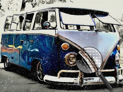 Blue and White Bus Diamond Painting