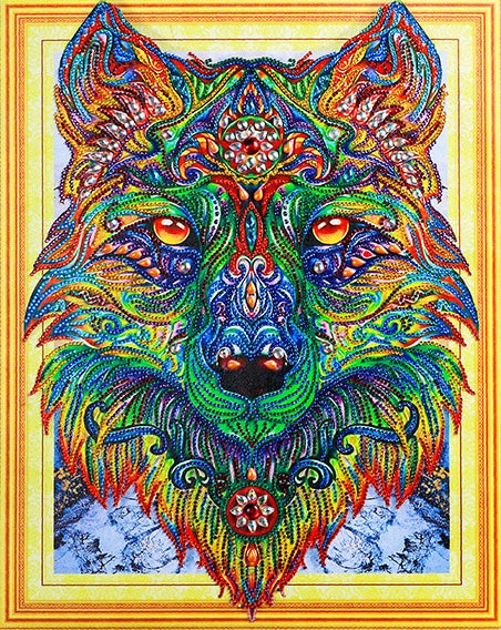 Wolf with Patterns Special Shaped Drills Wolf Diamond Painting
