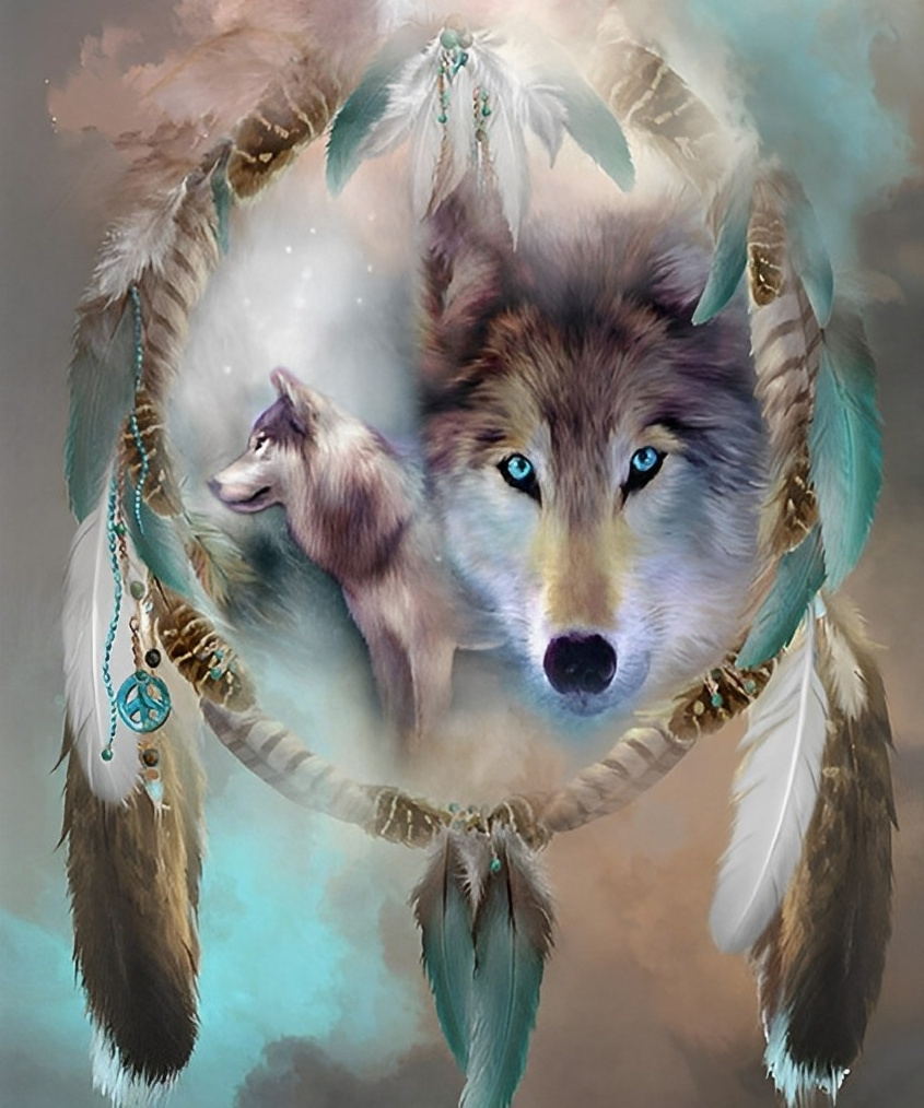 Wolves in Dreamcatcher Diamond Painting