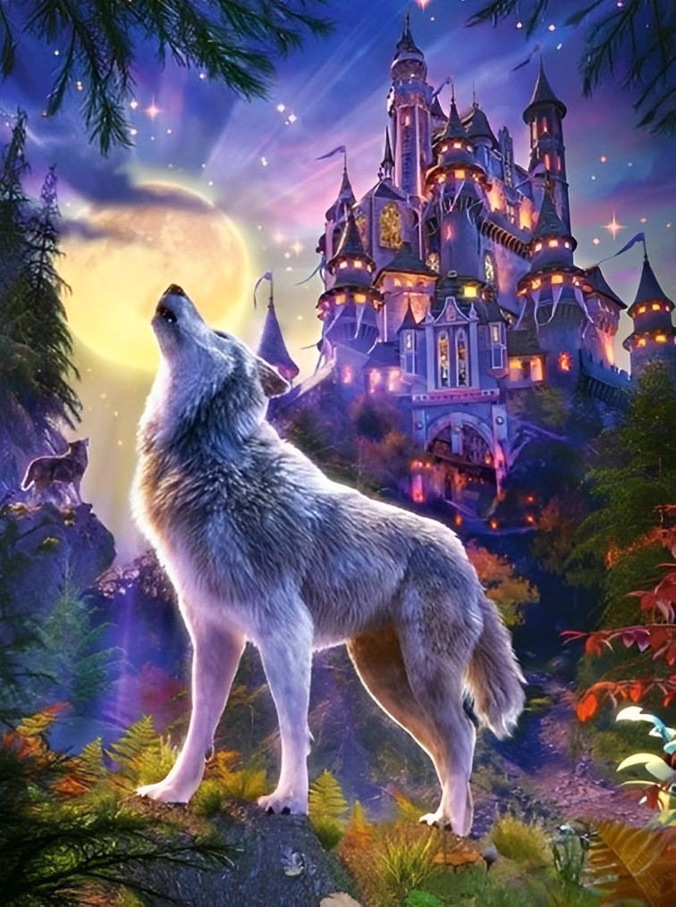 Wolf and Castle Diamond Painting