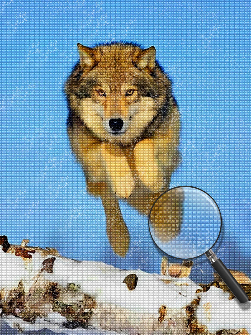 Jumping Wolf Diamond Painting