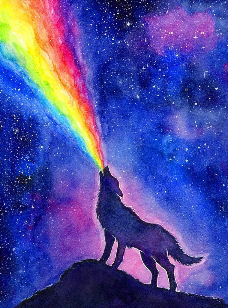 Howling Wolf and the Rainbow Diamond Painting