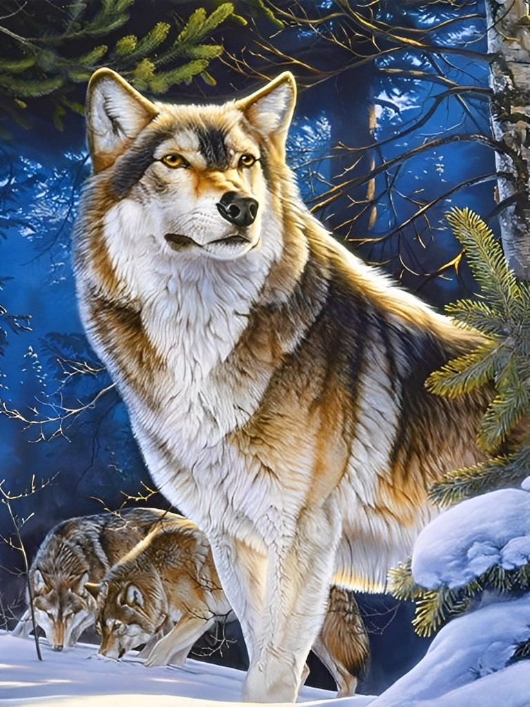 Three Wolves in the Snow Diamond Painting