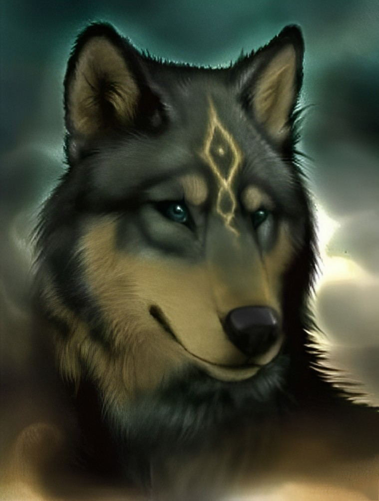 Wolf with Golden Patterns Diamond Painting