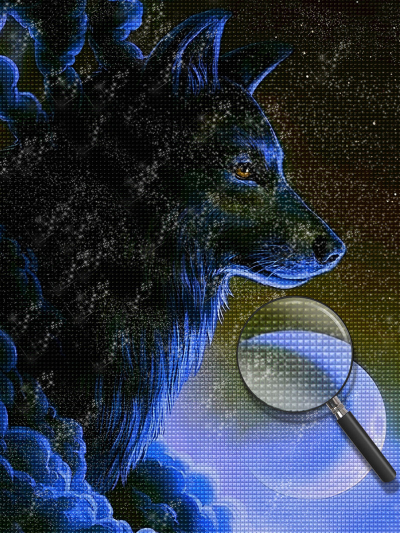 Blue Light Wolf Diamond Painting