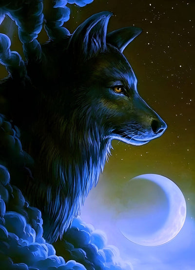 Blue Light Wolf Diamond Painting