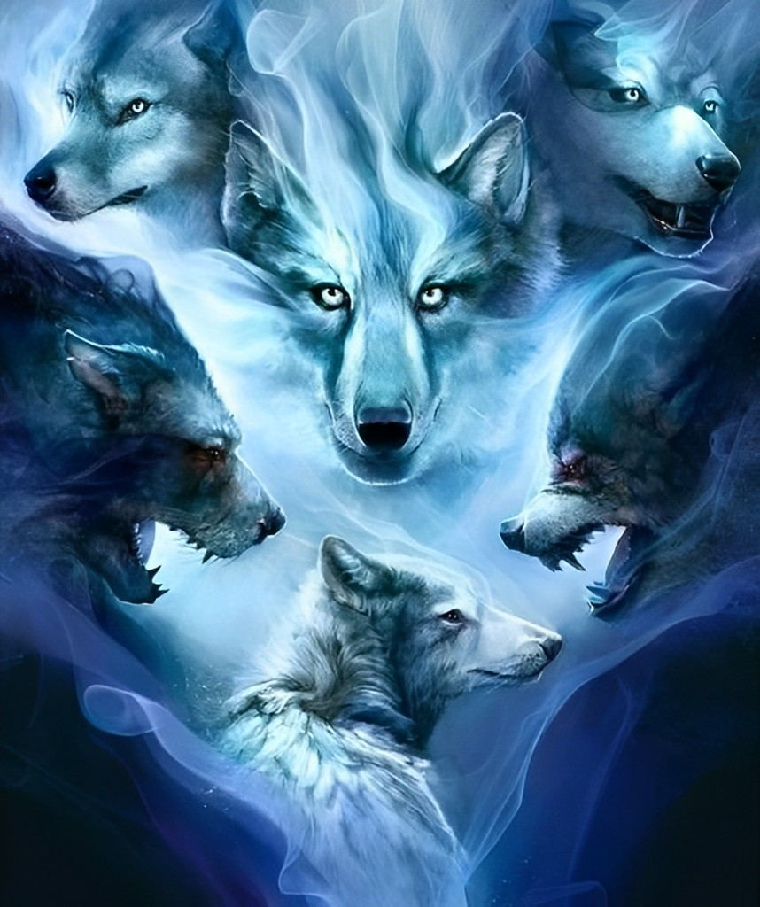 Six howling wolves Animal Diamond Painting