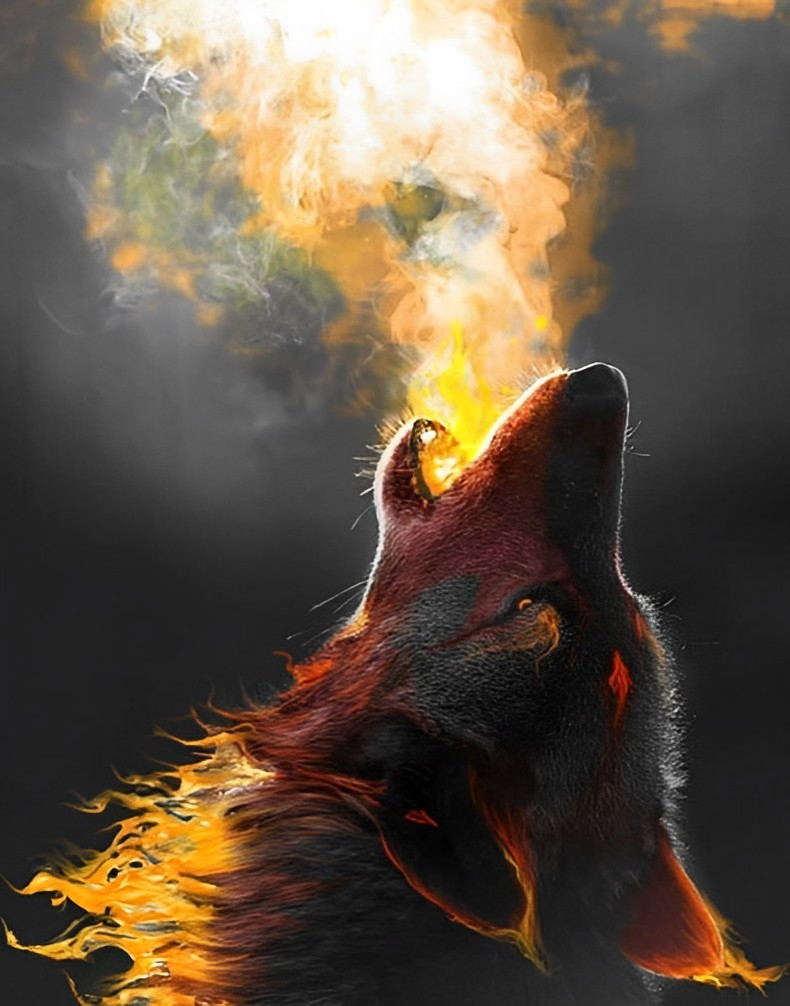 Wolf Howling to the Sky Diamond Painting