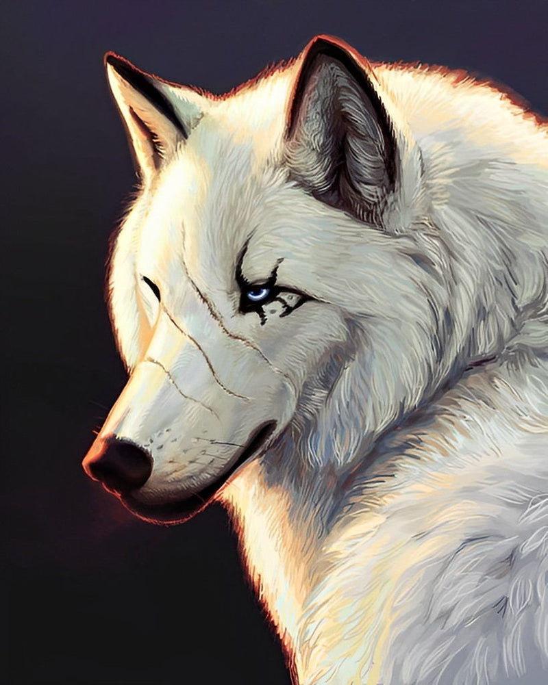 White Wolf with Scars 5D DIY Diamond Painting Kits
