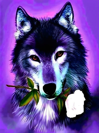 Wolf and White Rose 5D DIY Diamond Painting Kits