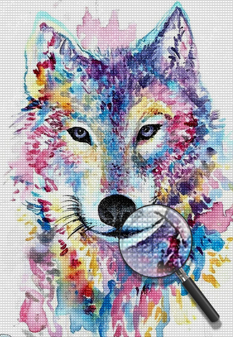 Wolf in Multiple Colors Watercolor 5D DIY Diamond Painting Kits