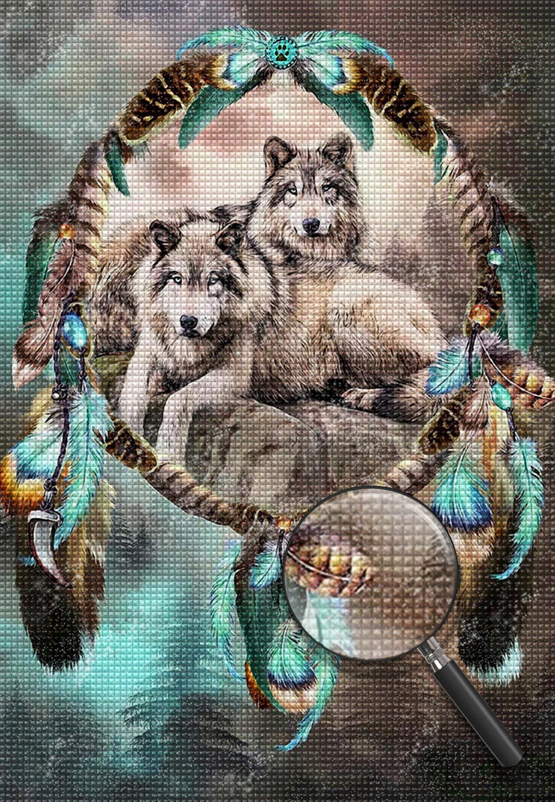 Huddled Wolves and Dreamcatcher 5D DIY Diamond Painting Kits