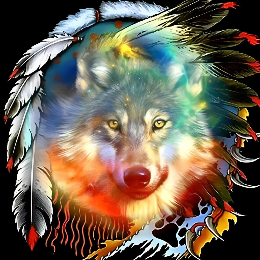 Wolf and Feather Diamond Painting