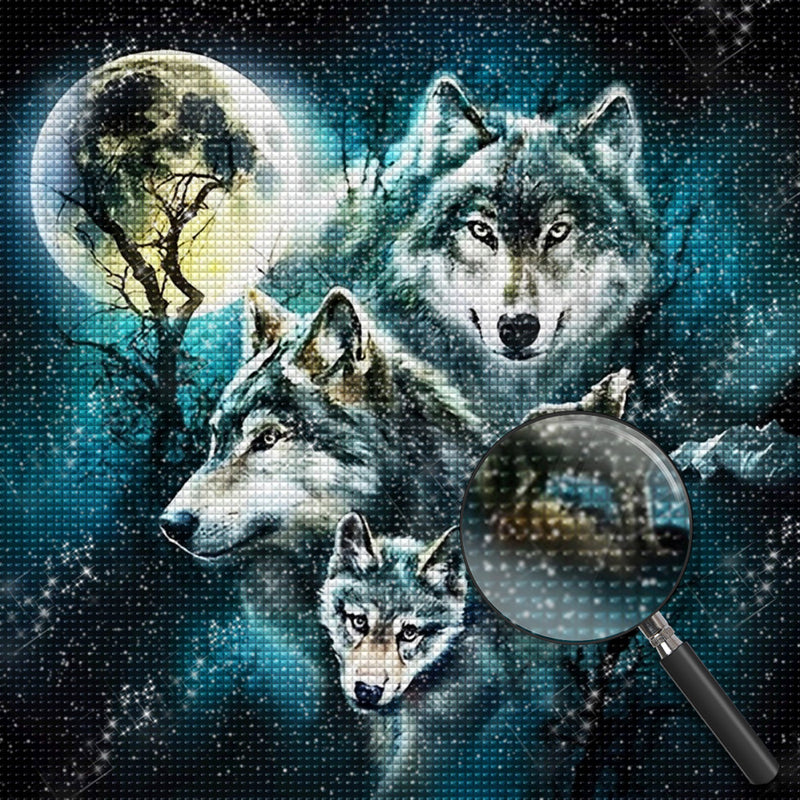 Four Wolves and Moon 5D DIY Diamond Painting Kits