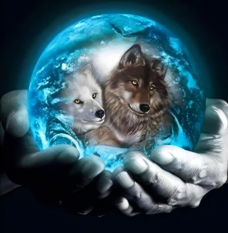 Crystal Ball with Wolves 5D DIY Diamond Painting Kits