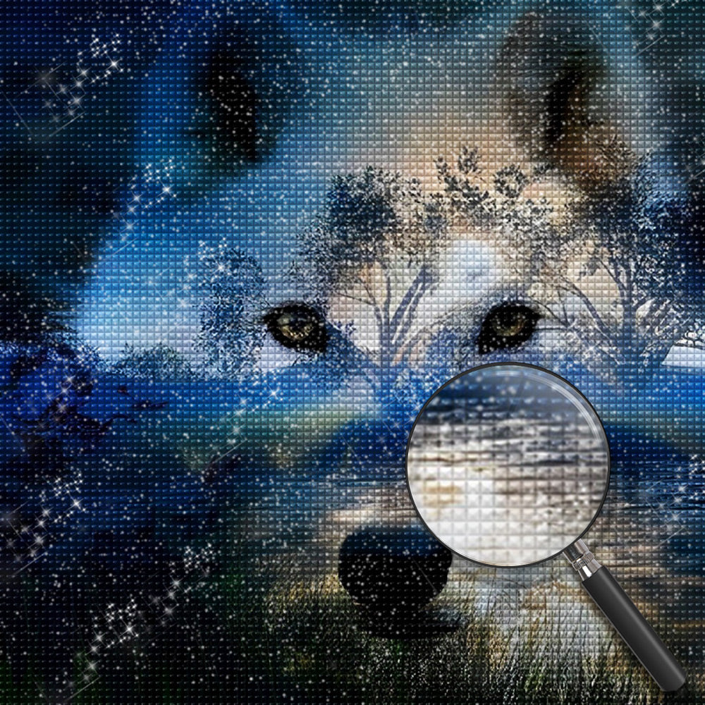 White Wolf and the Landscape Diamond Painting