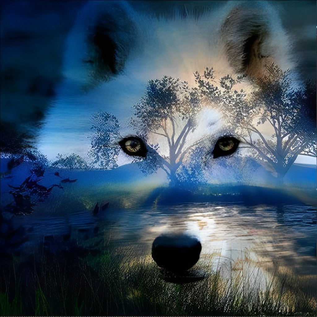 White Wolf and the Landscape Diamond Painting