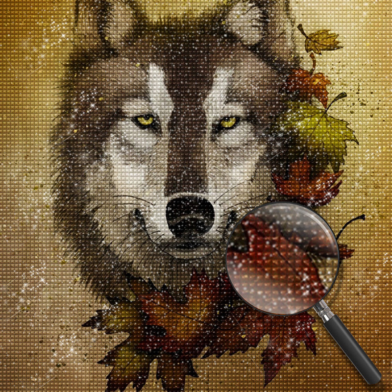Wolf and Maple Leaves 5D DIY Diamond Painting Kits
