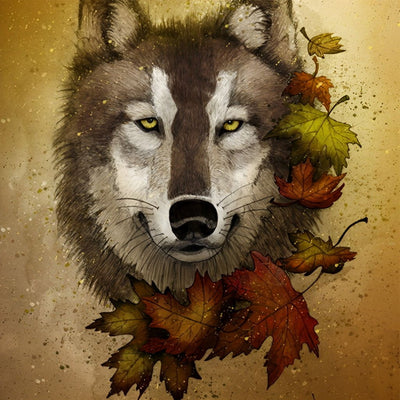 Wolf and Maple Leaves 5D DIY Diamond Painting Kits