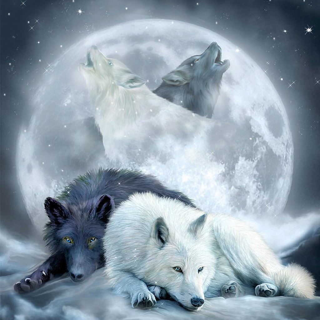 Wolfs and Moon Diamond Painting