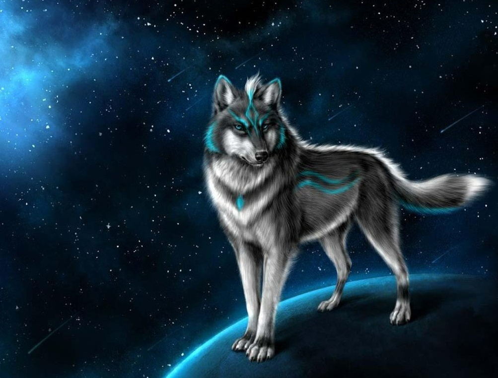 Wolf on the Moon Diamond Painting
