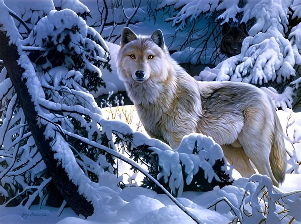 Gray Wolf in the Snow Diamond Painting