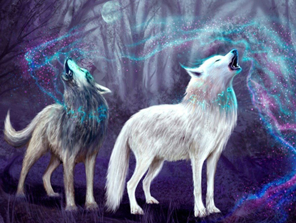 Two Howling Wolves Diamond Painting