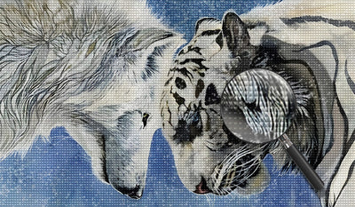 White Wolf and Tiger Diamond Painting