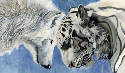 White Wolf and Tiger Diamond Painting