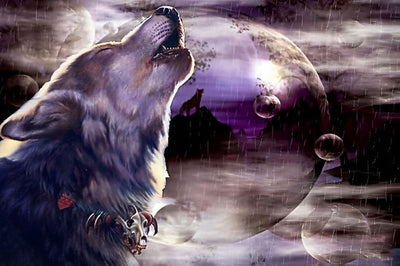 Howling Wolf and Bubbles 5D DIY Diamond Painting Kits