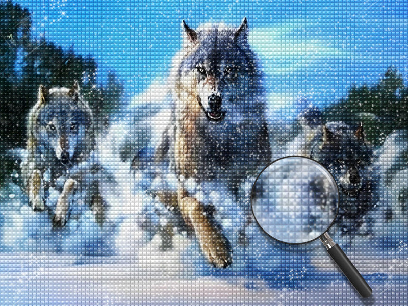 Wolves Running in the Snow Diamond Painting