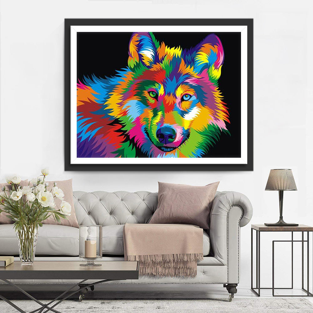 Multicolored Wolf Diamond Painting
