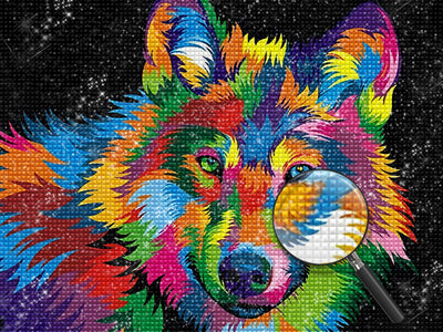 Multicolored Wolf 5D DIY Diamond Painting Kits